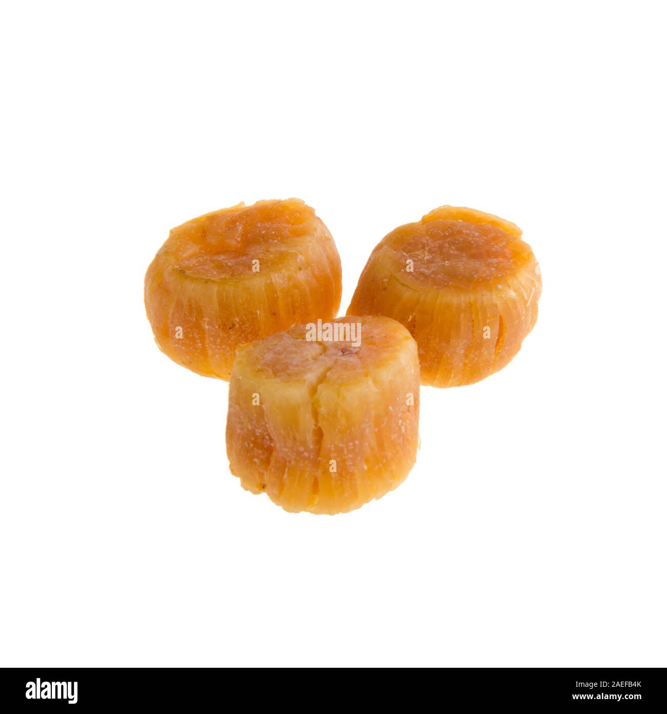 dried scallop or chinese dry scallop on white background Stock Photo