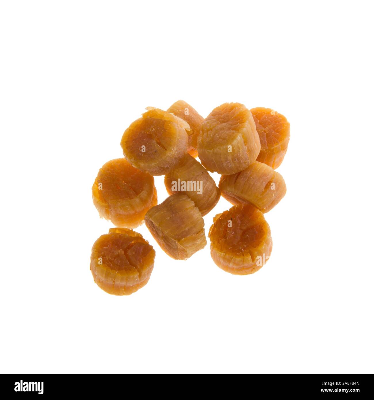 dried scallop or chinese dry scallop on white background Stock Photo