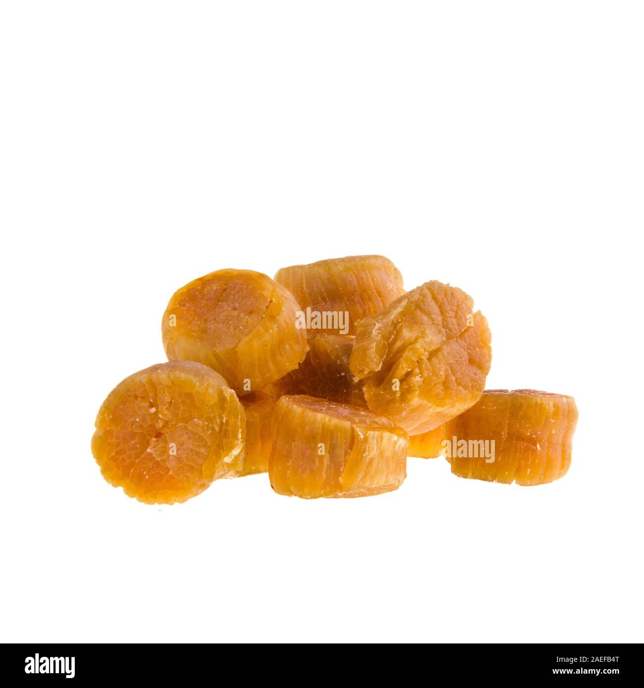dried scallop or chinese dry scallop on white background Stock Photo