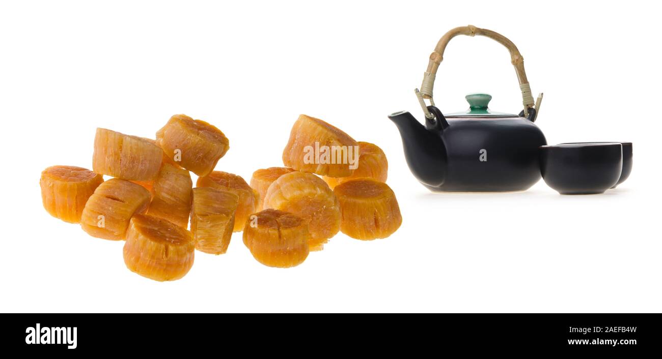 dried scallop or dry scallop soup on white background Stock Photo Alamy