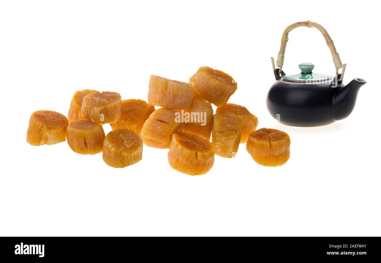 dried scallop or dry scallop soup on white background Stock Photo Alamy
