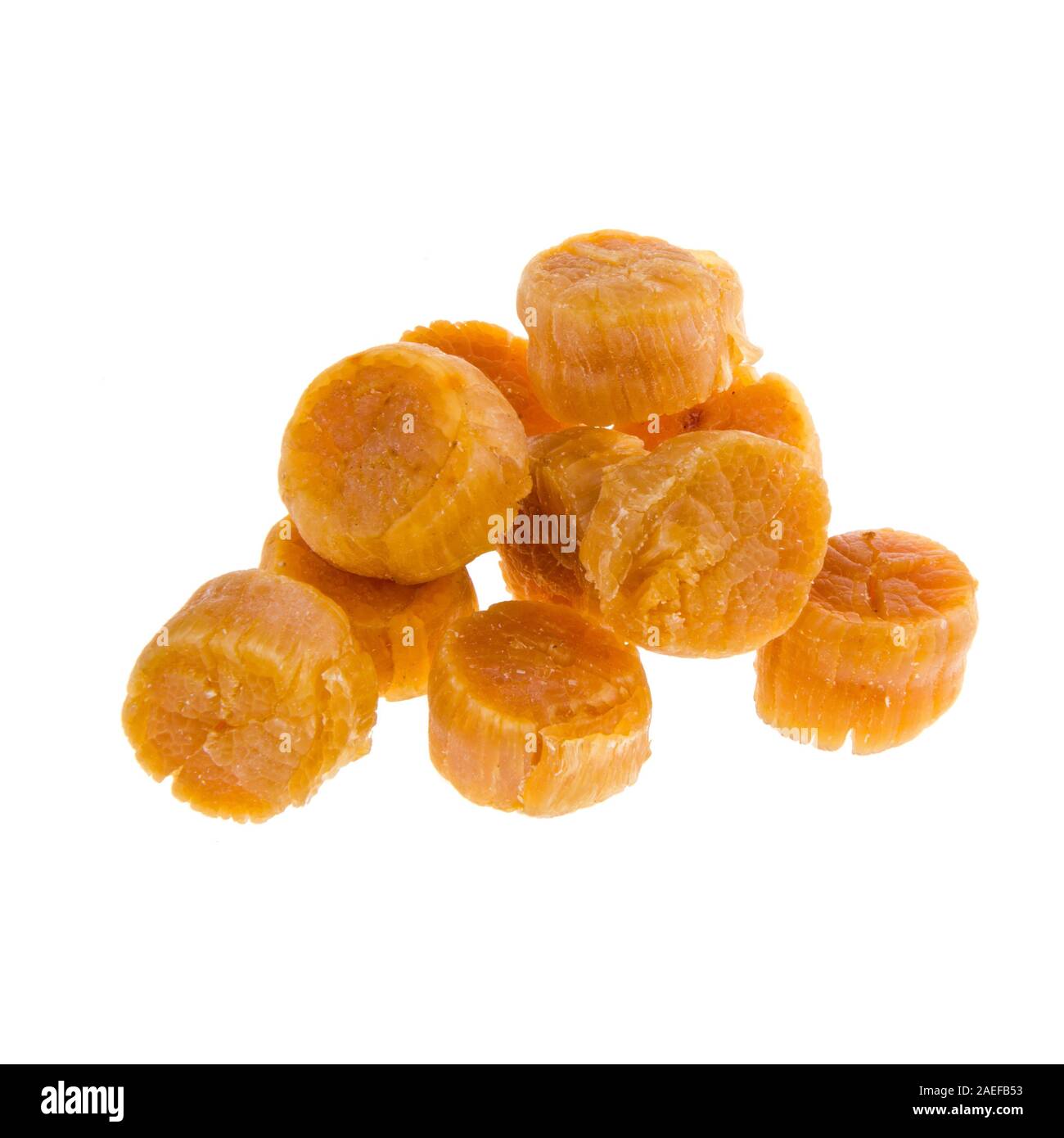 dried scallop or chinese dry scallop on white background Stock Photo