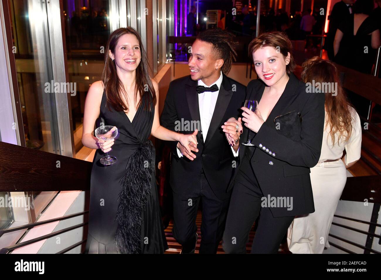 Berlin, Deutschland. 07th Dec, 2019. Daphne Patakia, Corentin Fila and  Jella Haase at the aftershow party of the 32nd European Film Awards 2019 in  the Cafe Moskau. Berlin, 07.12.2019 | usage worldwide