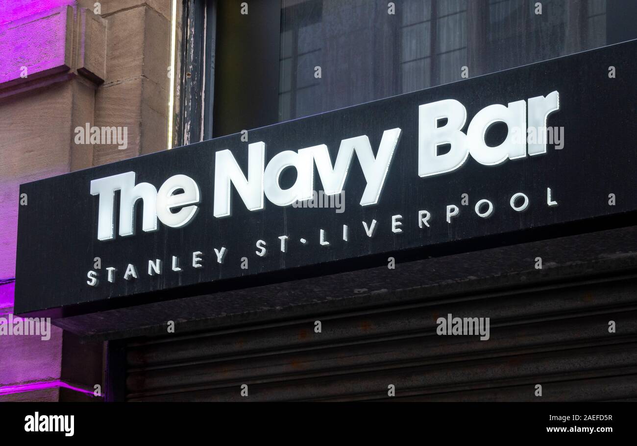 The Navy Bar entrance sign in Liverpool, UK Stock Photo Alamy