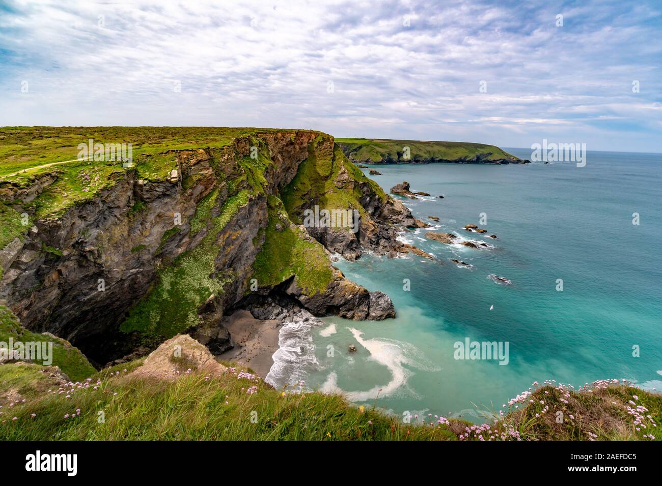 The coastline of Cornwall at Hell's Mouth, Great Britain, England Stock ...