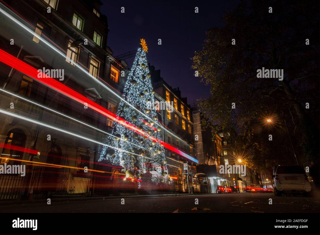 A giant Christmas Tree at Annabel's Night Club in Berkeley Square