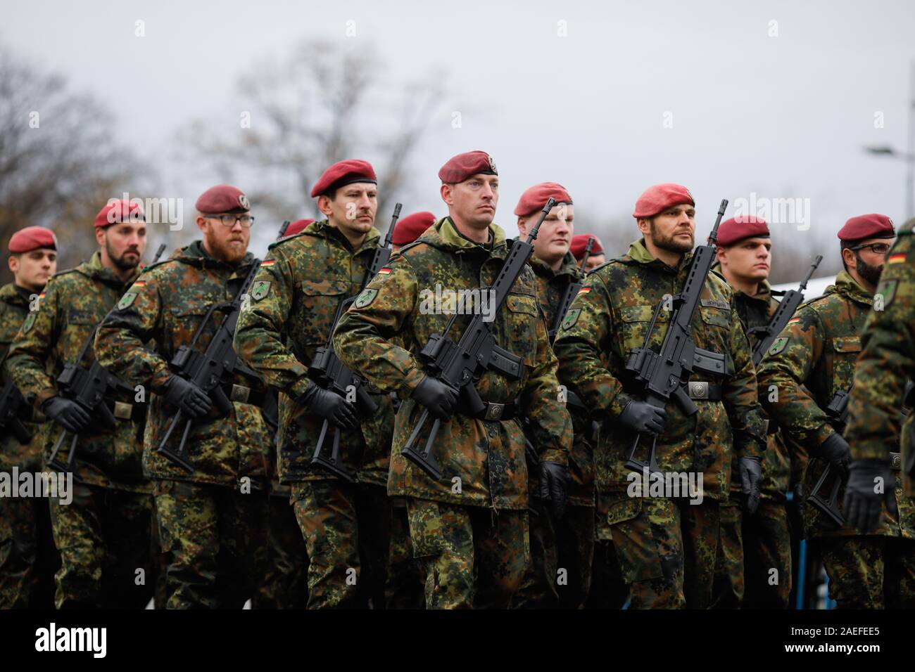Bucharest, Romania - December 01, 2019: German soldiers take part at the Romanian National Day military parade. Stock Photo