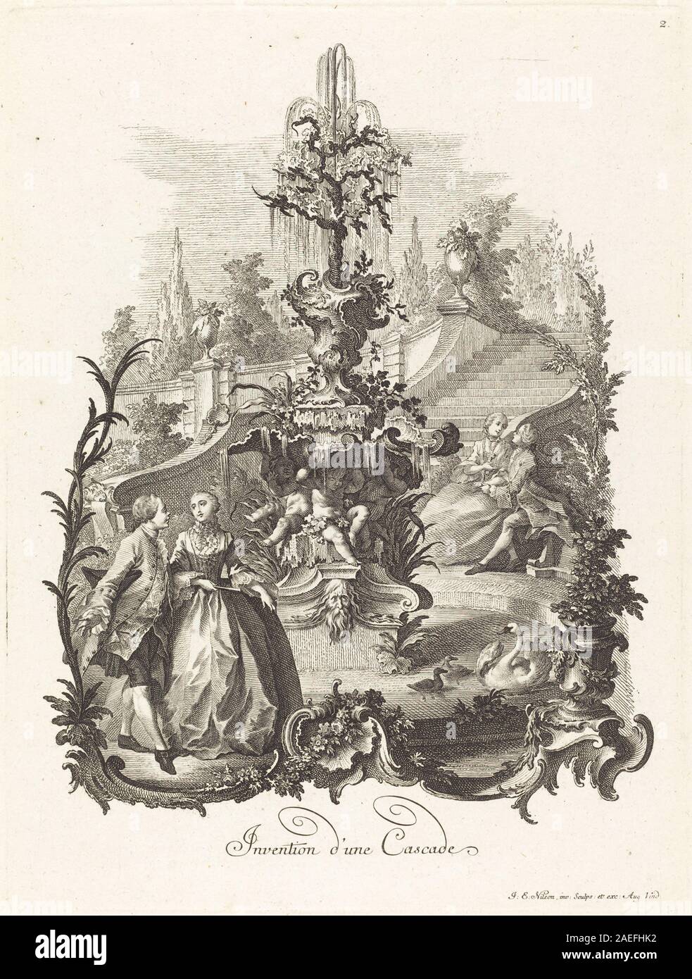 Waterfall Invented Invention d'une Cascade (Design for a Cascade) by Johann Esaias Nilson ...