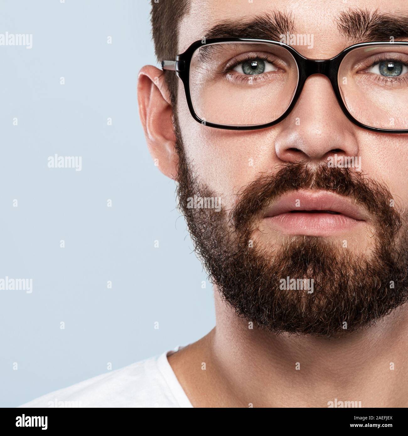 Bearded man in eyeglasses Stock Photo