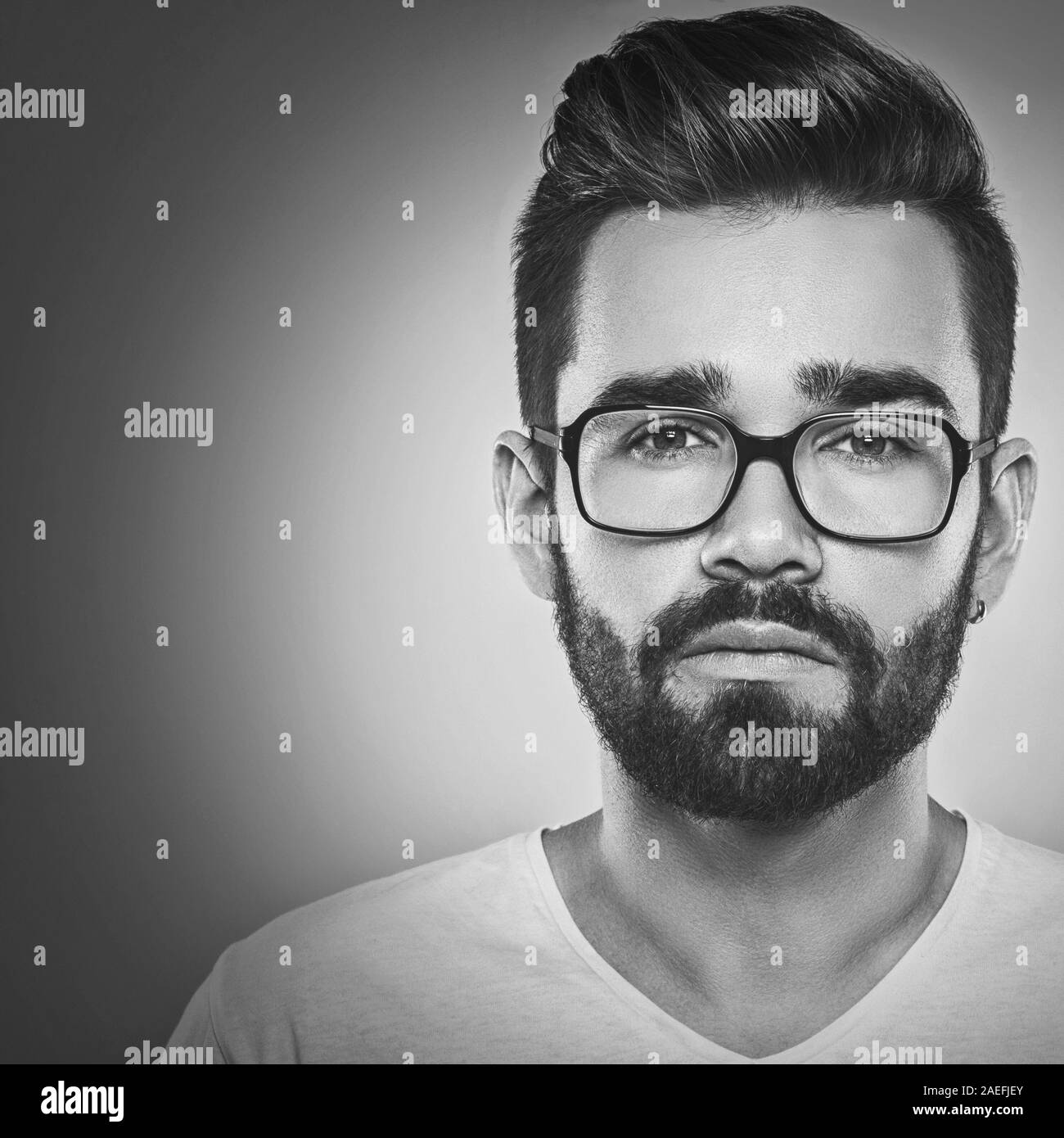 Bearded man in eyeglasses Stock Photo