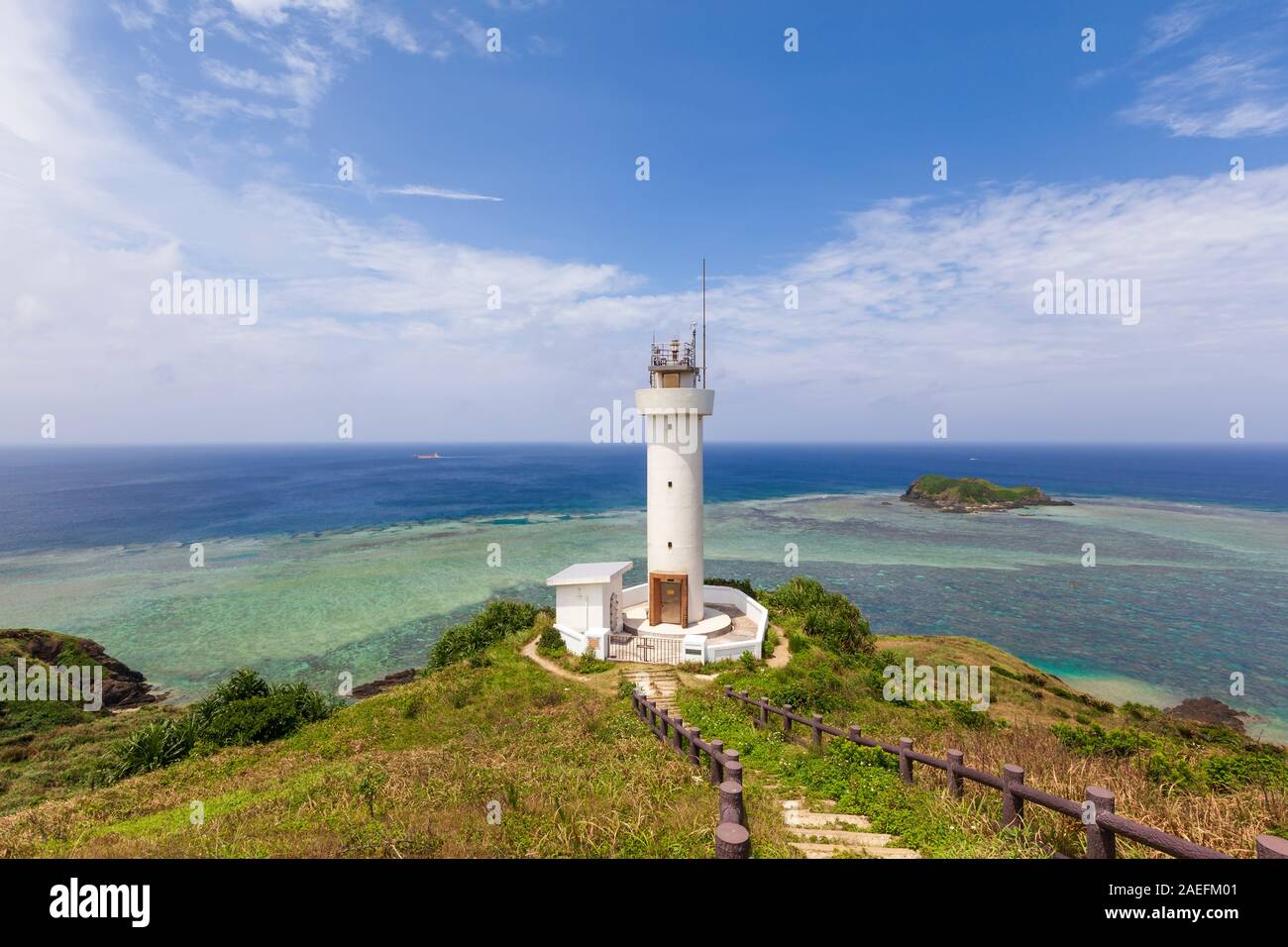 Hirakubo lighthouse on the Island of Ishigaki in Okinawa prefecture, Japan. Stock Photo