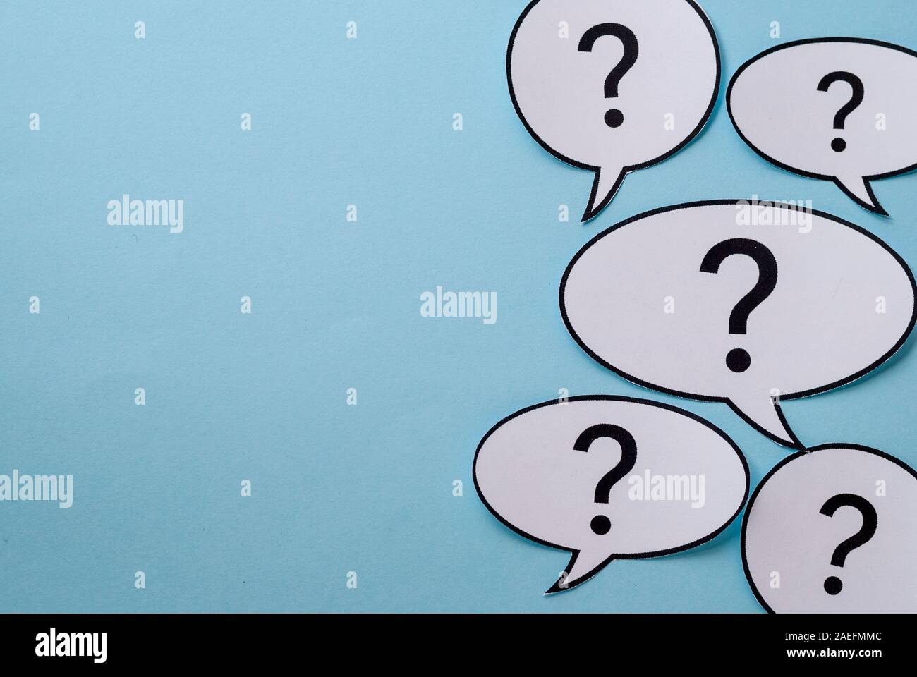 Speech or thought bubbles with question marks Stock Photo