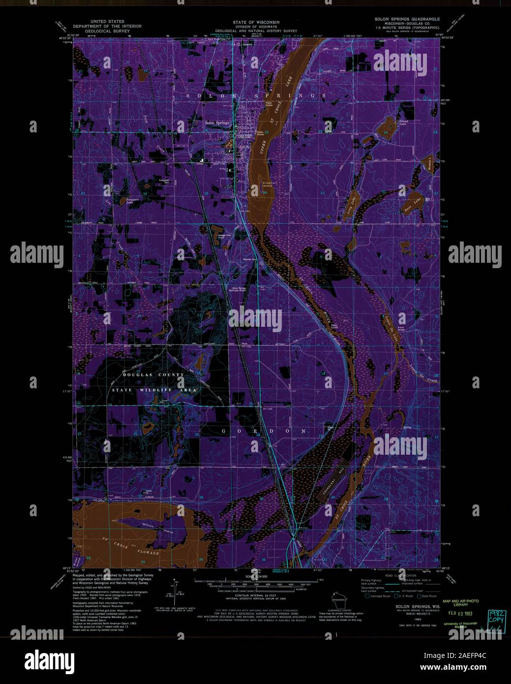 WI Solon Springs 501902 1982 24000 Inverted Restoration Stock Photo Alamy