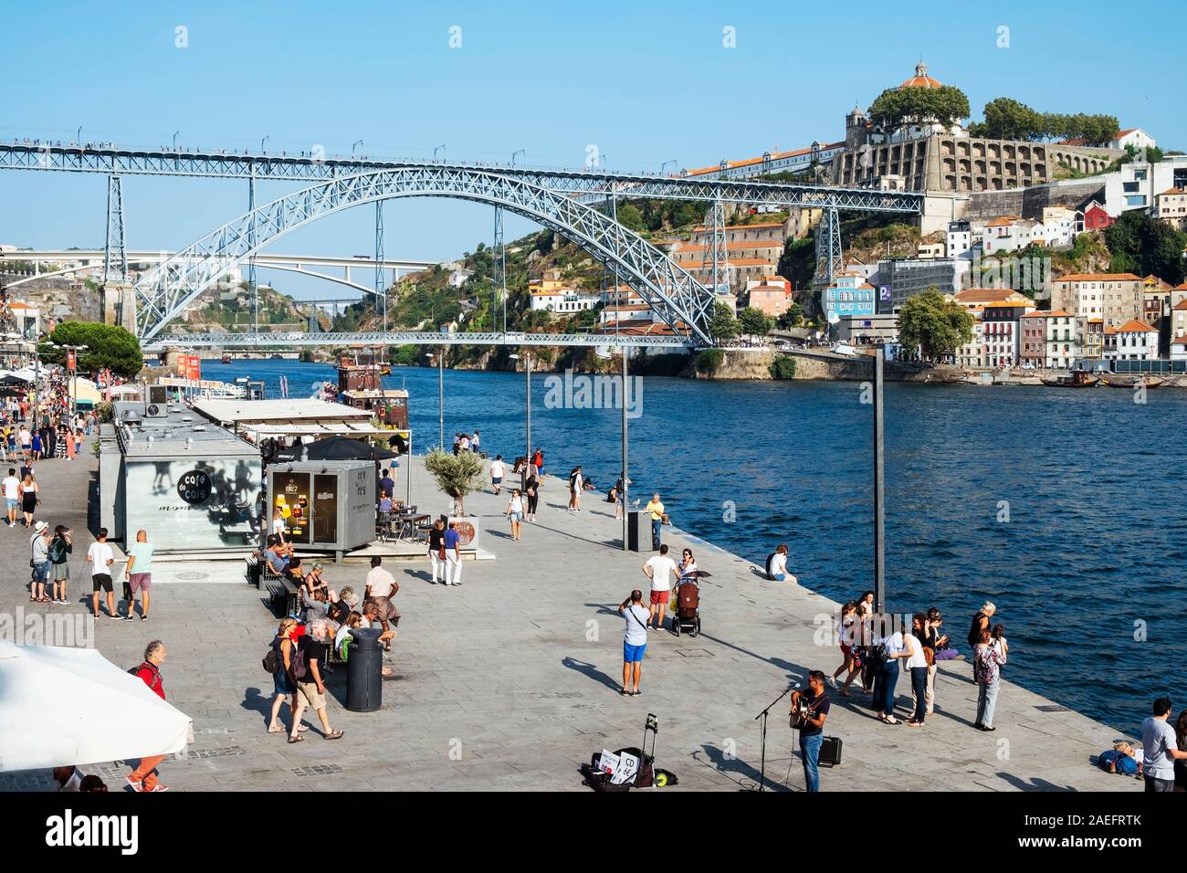 PORTO PORTUGAL AUGUST 29 2018 Tourists At The Ribeira The porto-portugal-august-29-2018-tourists-at-the-ribeira-the