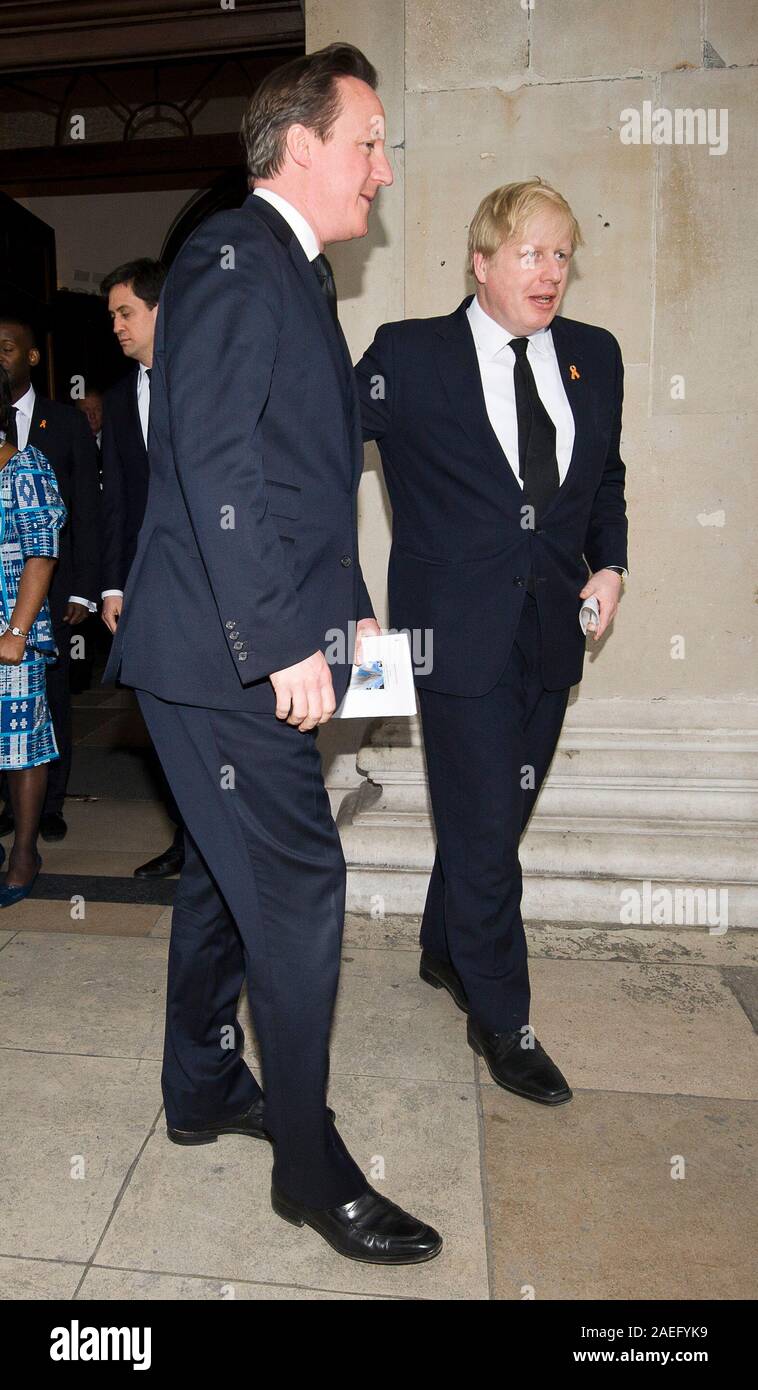 Prime minister David Cameron and London Mayor Boris Johnson at the 20th anniversary memorial of the death of Stephen Lawrence. Stock Photo