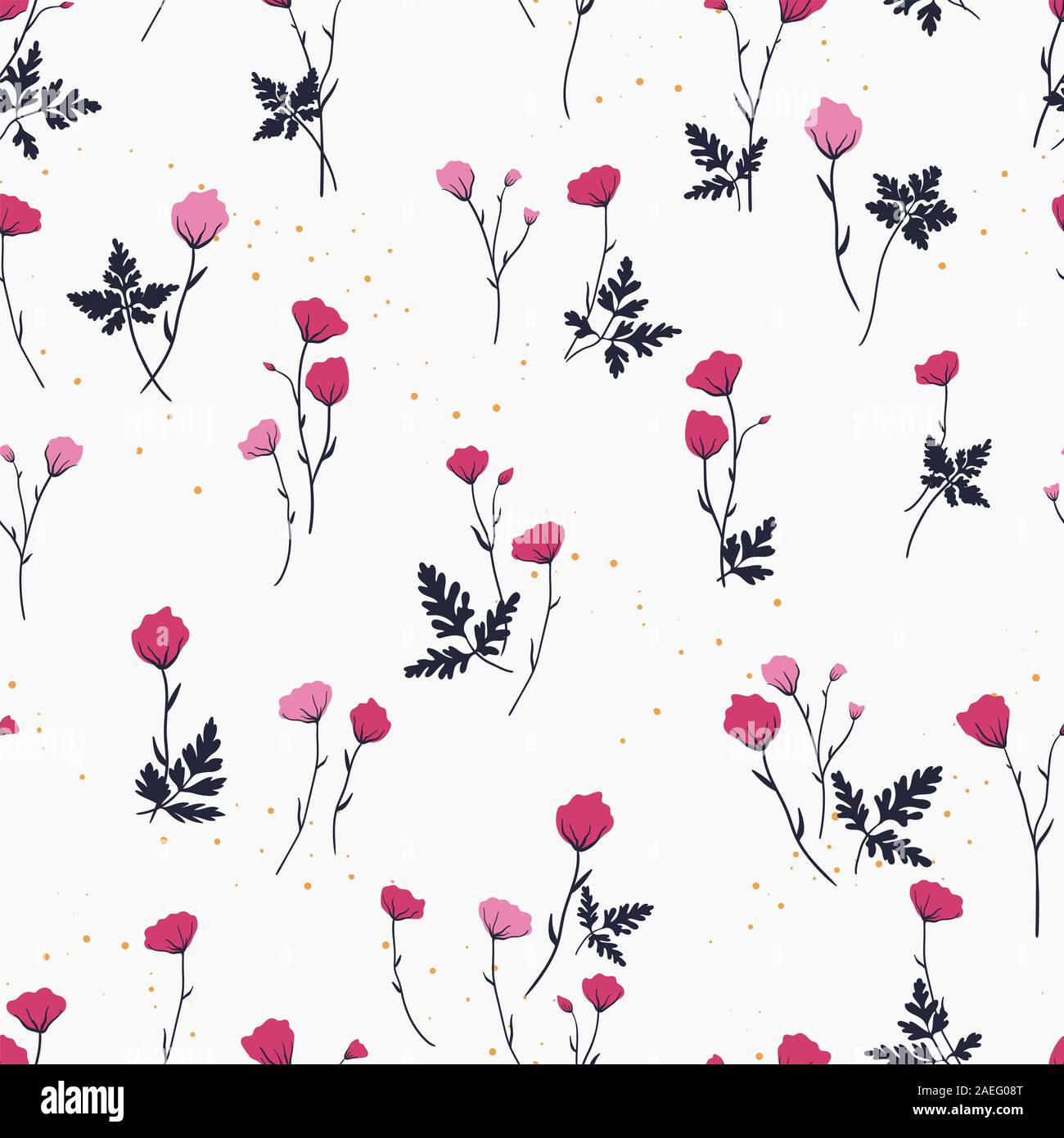 Lovely Hand Drawn Doodle Flowers Seamless Pattern Floral