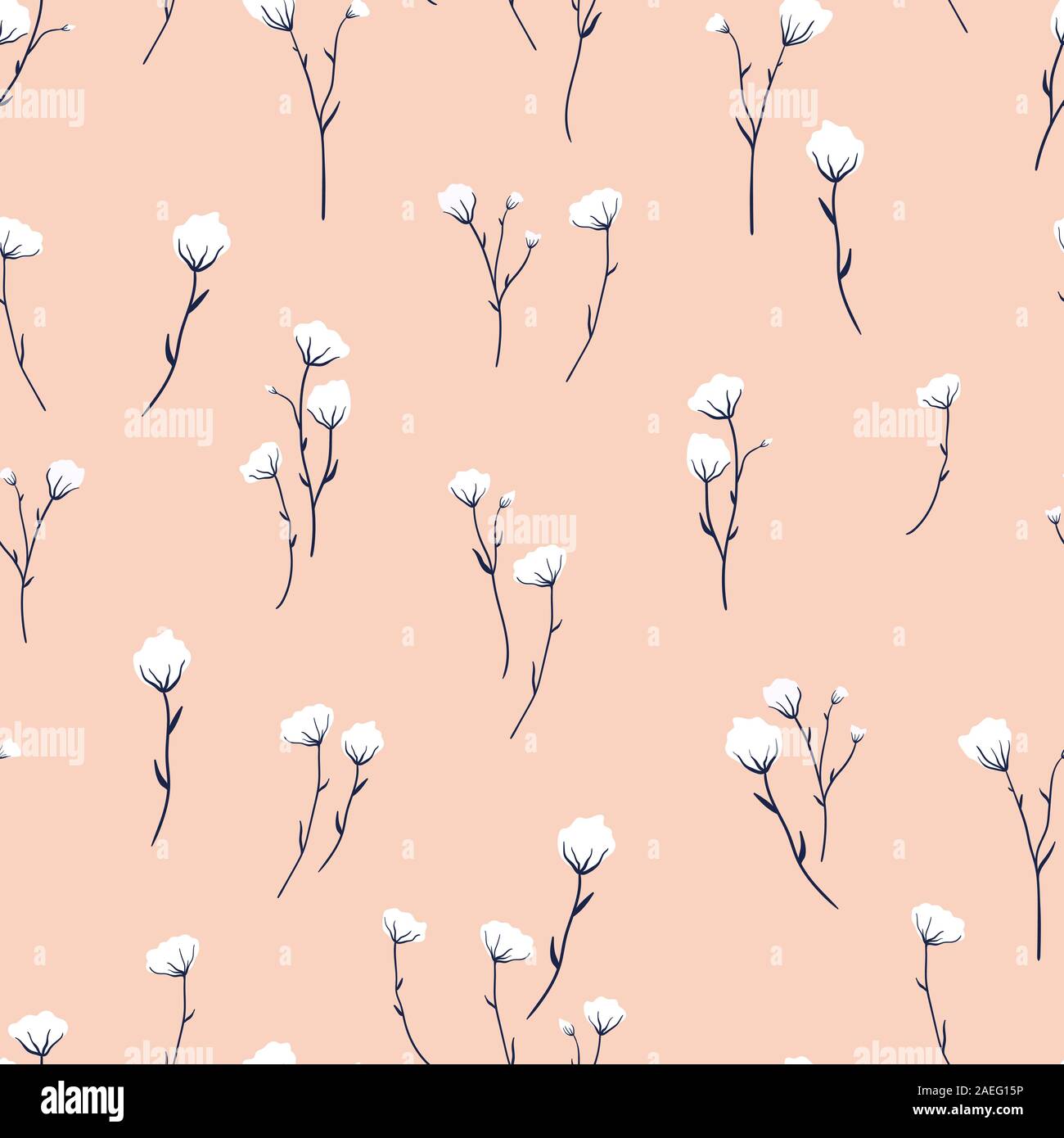 Lovely hand drawn doodle flowers seamless pattern, floral background ...