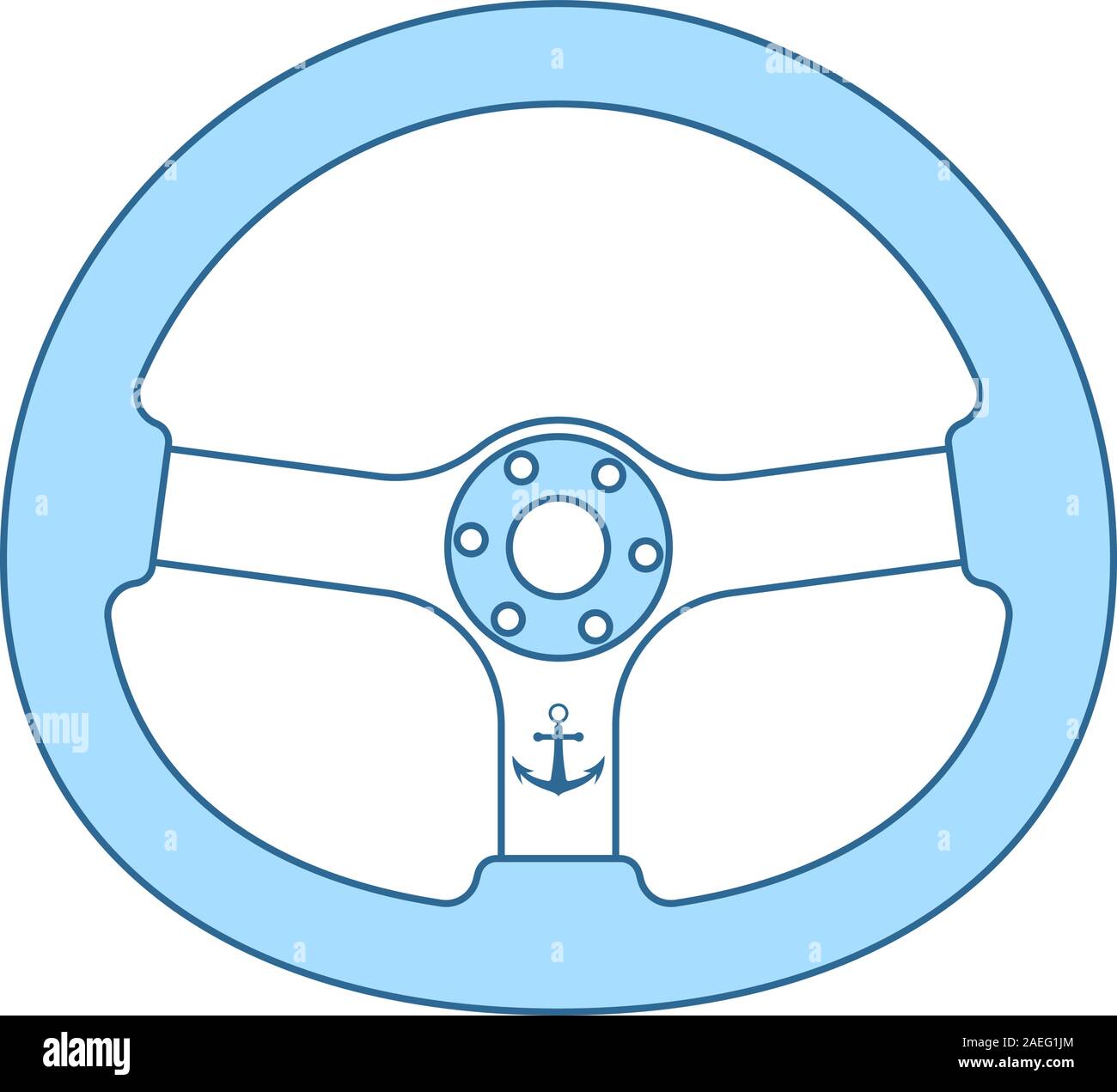 Icon Of Steering Wheel. Thin Line With Blue Fill Design. Vector Illustration. Stock Vector