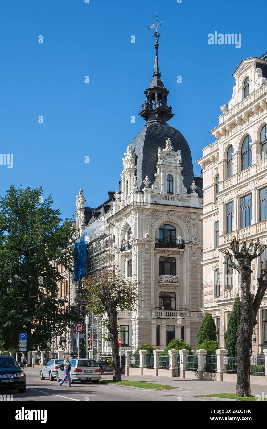 Benjamin House Riga RIGA, LATVIA - SEPTEMBER 01, 2014: Riga Art Nouveau (Jugendstil ...