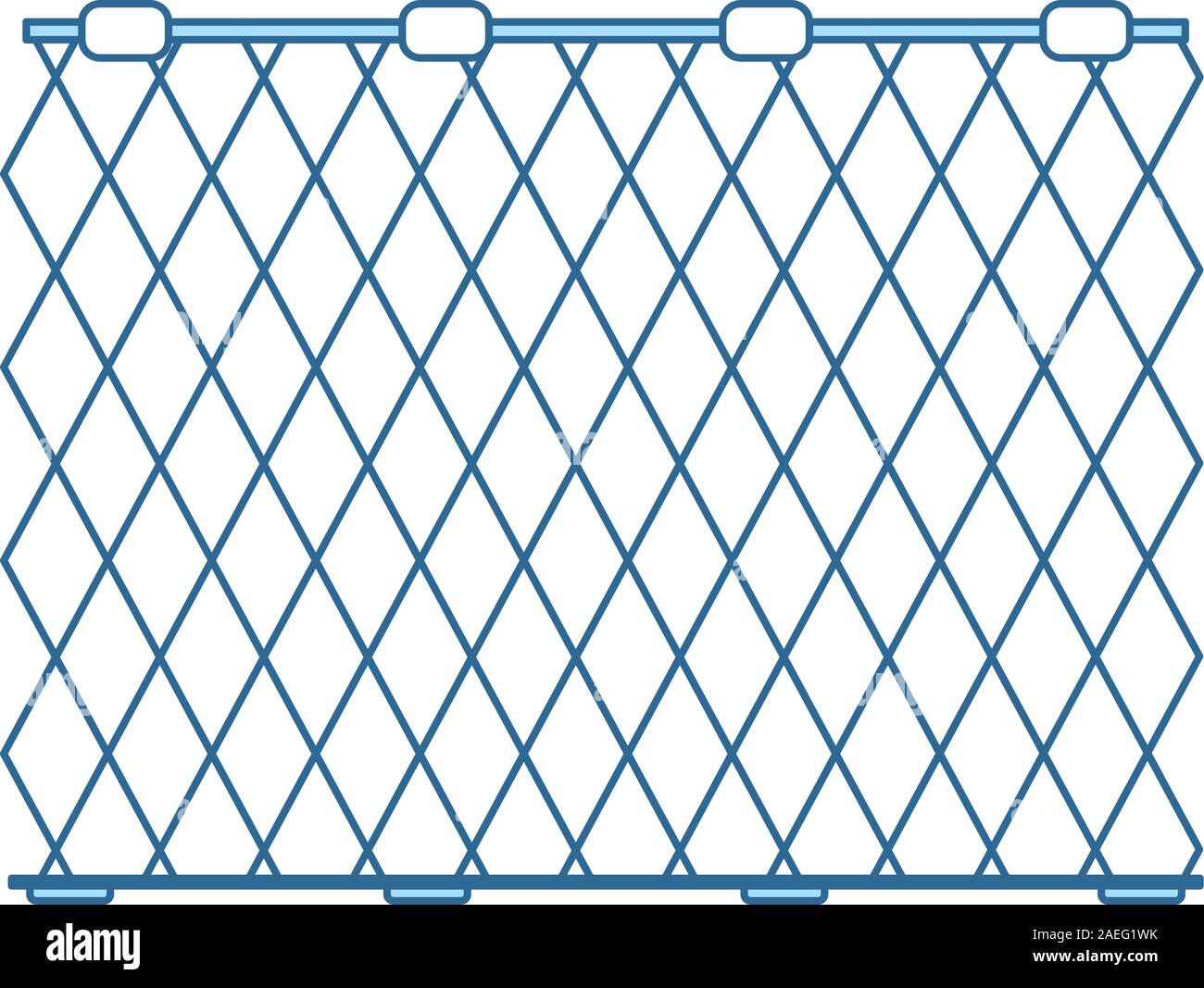 Icon Of Fishing Net. Thin Line With Blue Fill Design. Vector ...