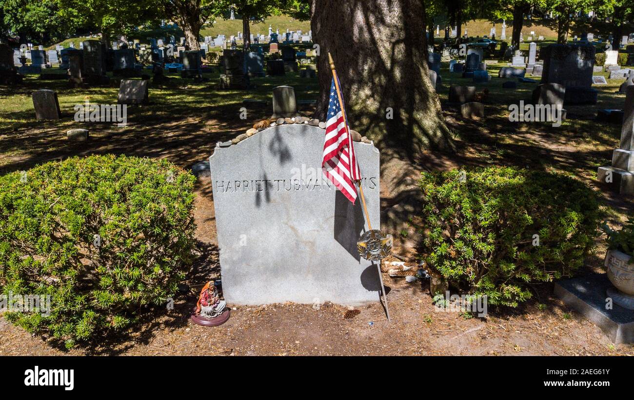 Harriet Tubman grave, Fort Hill Cemetery, Auburn, NY, USA Stock Photo