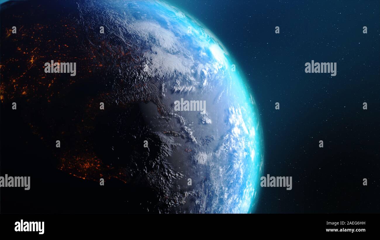 3D Rendering earth with world map hot terrain cloud and water against the space with noise and grain processed image furnished by NASA Stock Photo
