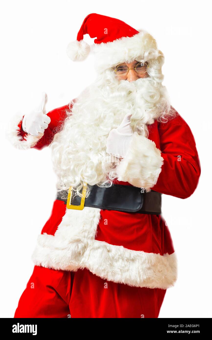 Santa Claus with thumbs up isolated on white background Stock Photo - Alamy