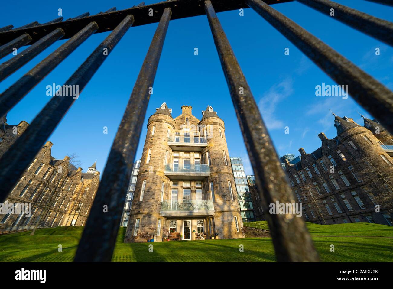 Exterior of modern luxury residential housing development at Quartermile  ( Simpsons Loan) in Edinburgh, Scotland, UK Stock Photo