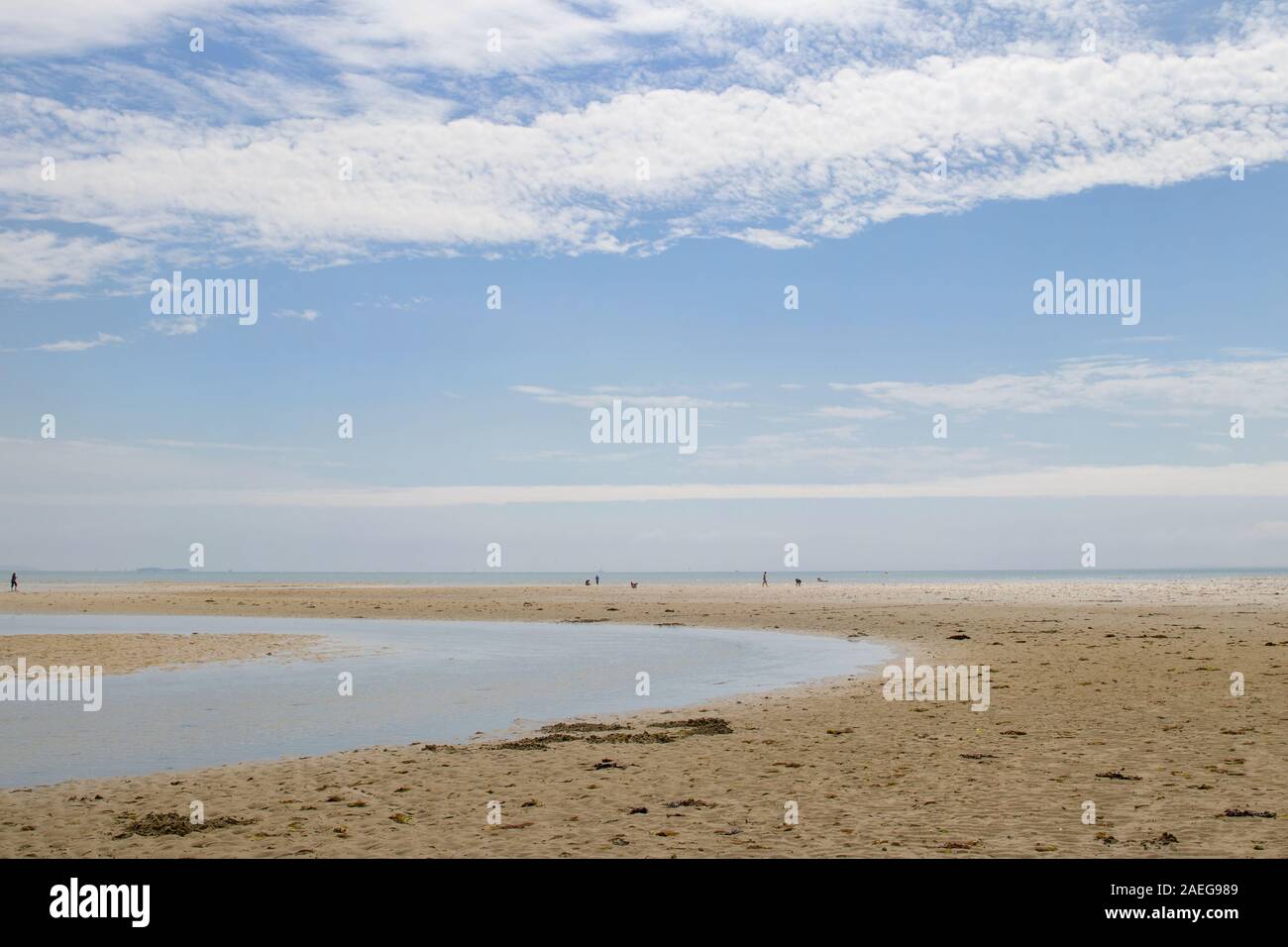 Beach at low tide, Le Men Du beach in Carnac in Brittany, France Stock Photo