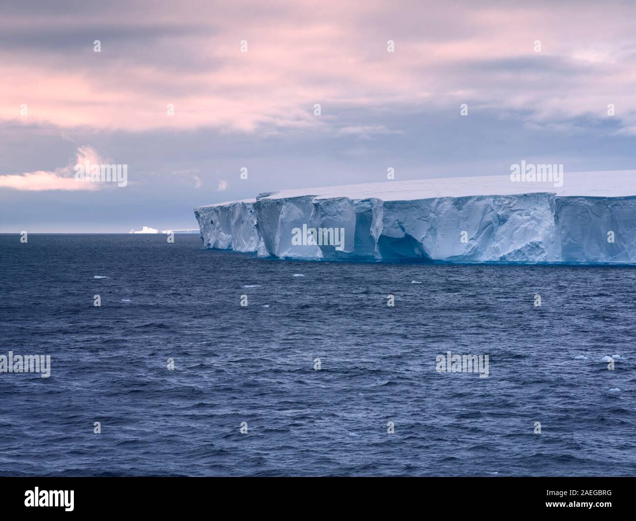 Large Tabular Iceberg Floating In Bransfield Strait Near The Northern Tip Of The Antarctic Peninsula, Antarctica Stock Photo