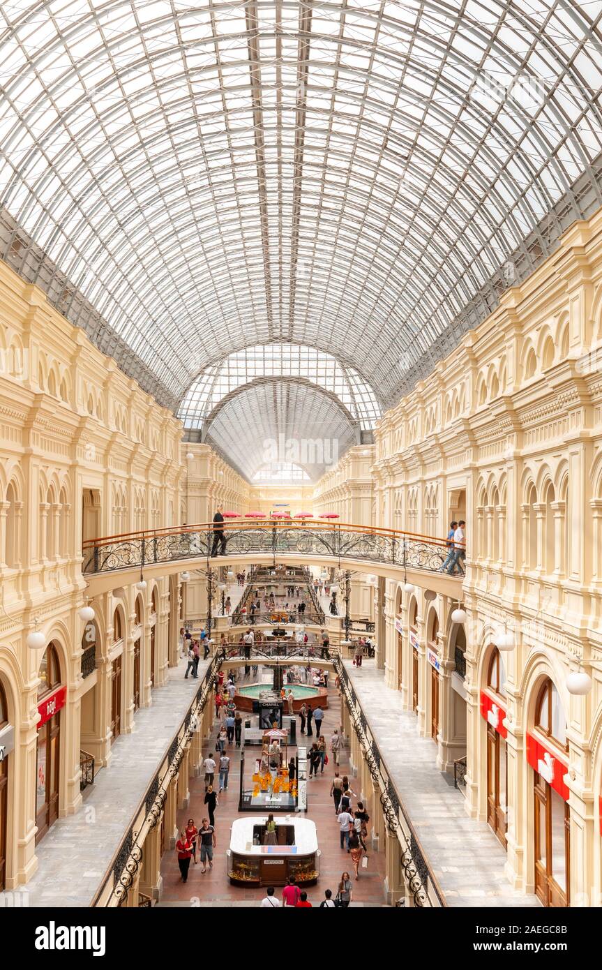 GUM shopping mall in Red Square, Moscow, Russia Stock Photo