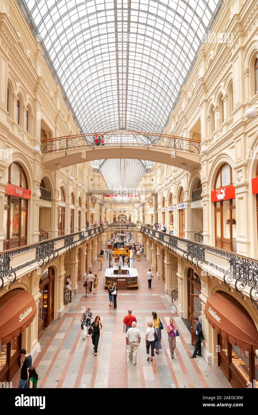 GUM shopping mall in Red Square, Moscow, Russia Stock Photo