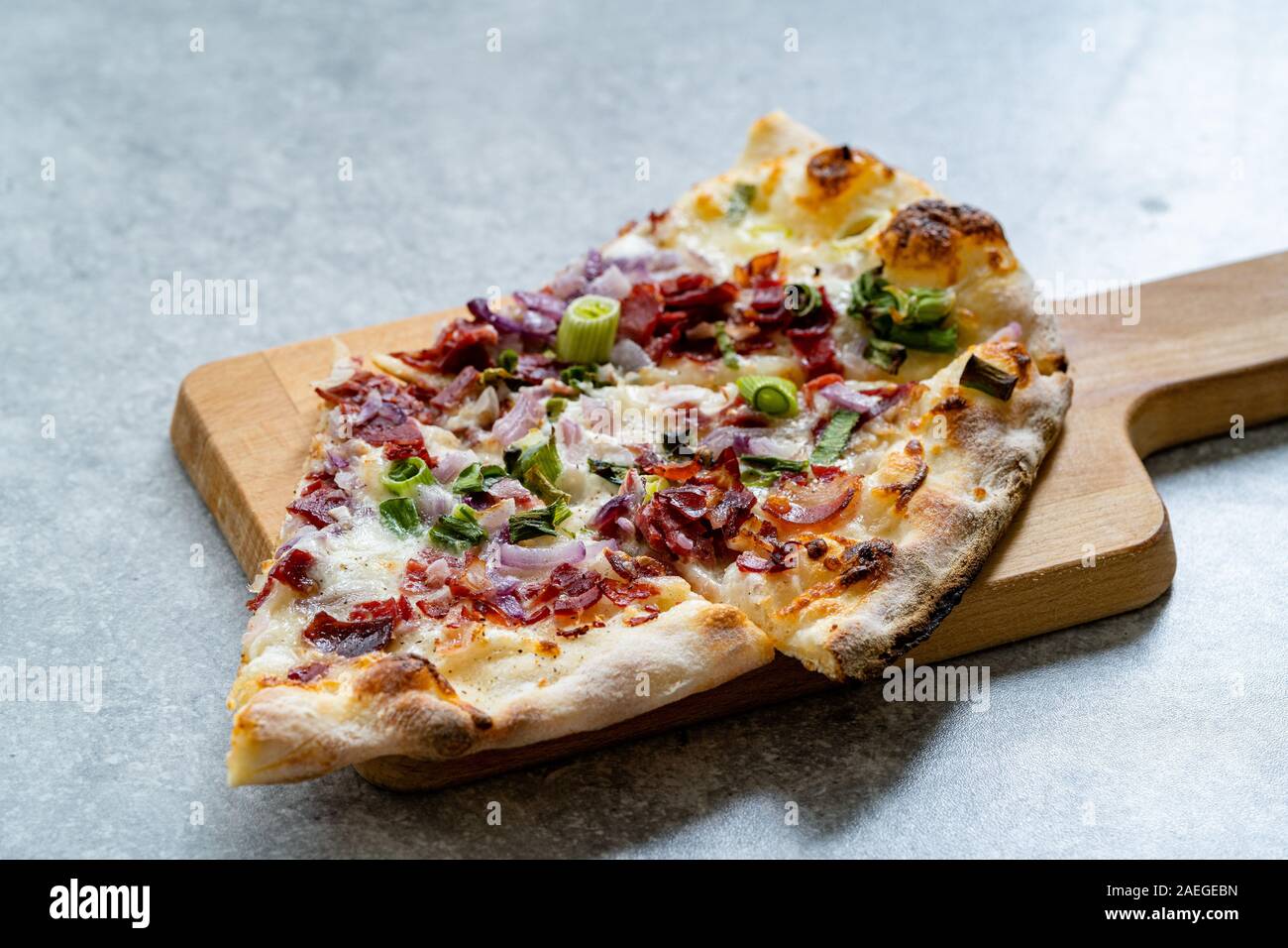 Flammkuchen Pizza Slices / Traditional Tarte Flambee with Creme Fraiche ...