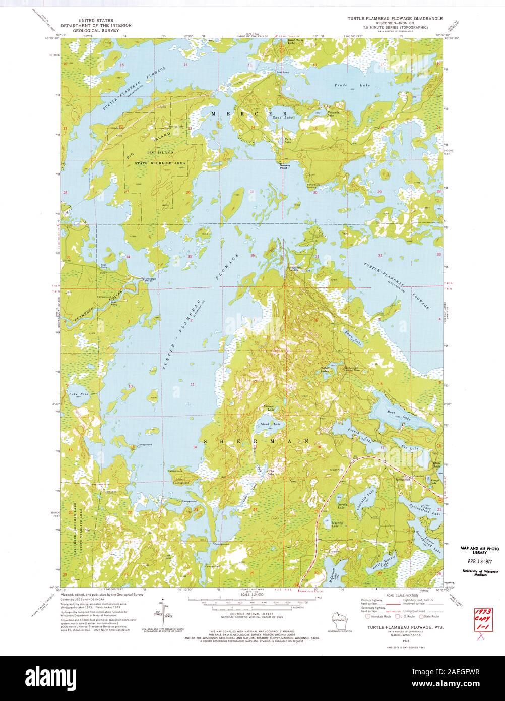 WI TurtleFlambeau Flowage 502050 1973 24000 Restoration Stock Photo