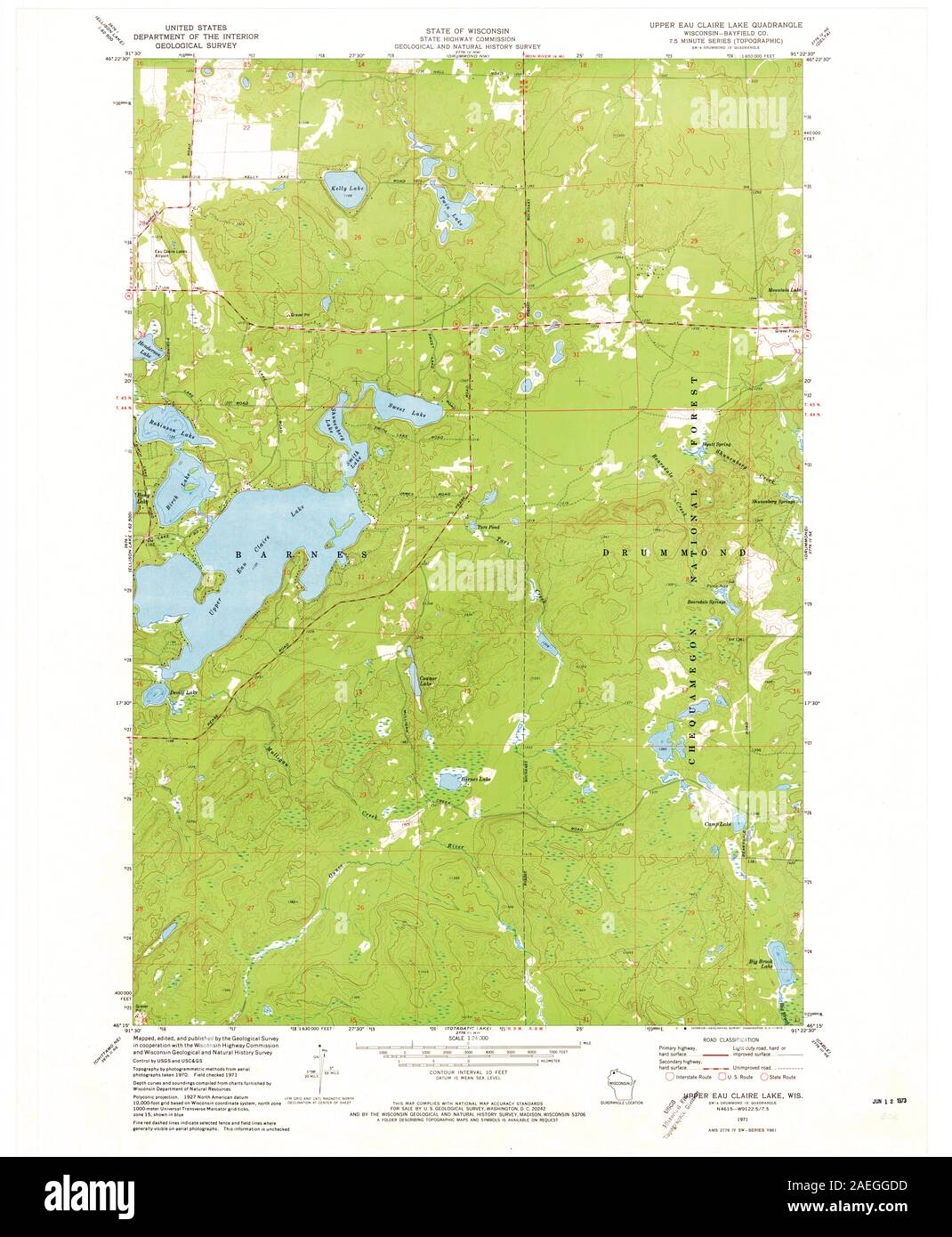 WI Upper Eau Claire Lake 800668 1971 24000 Restoration Stock Photo Alamy