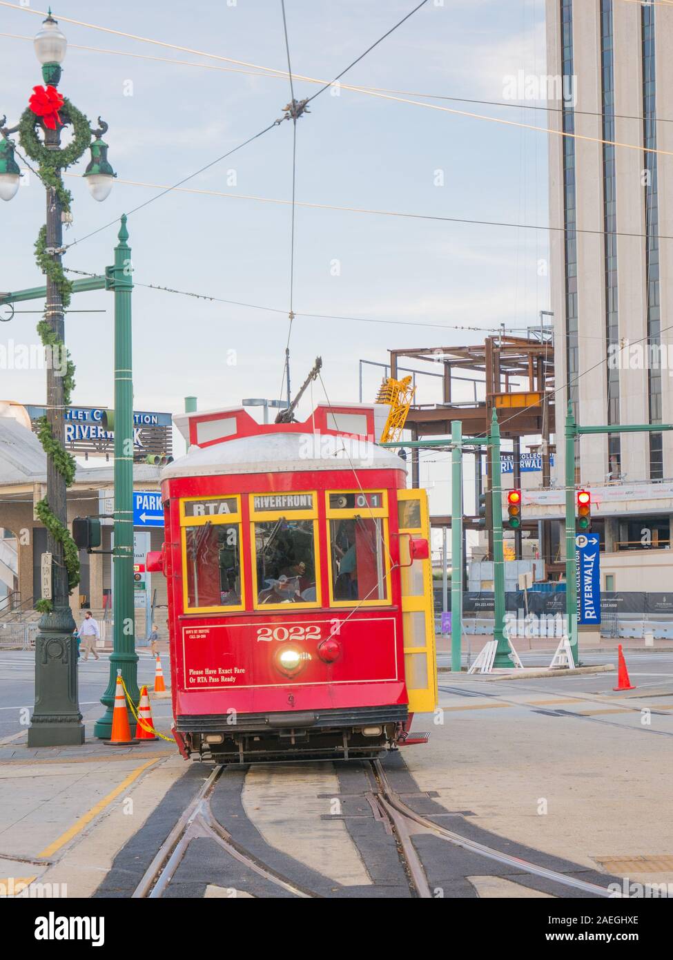 New Orleans, Louisiana, United States. December 2019. Tramway in