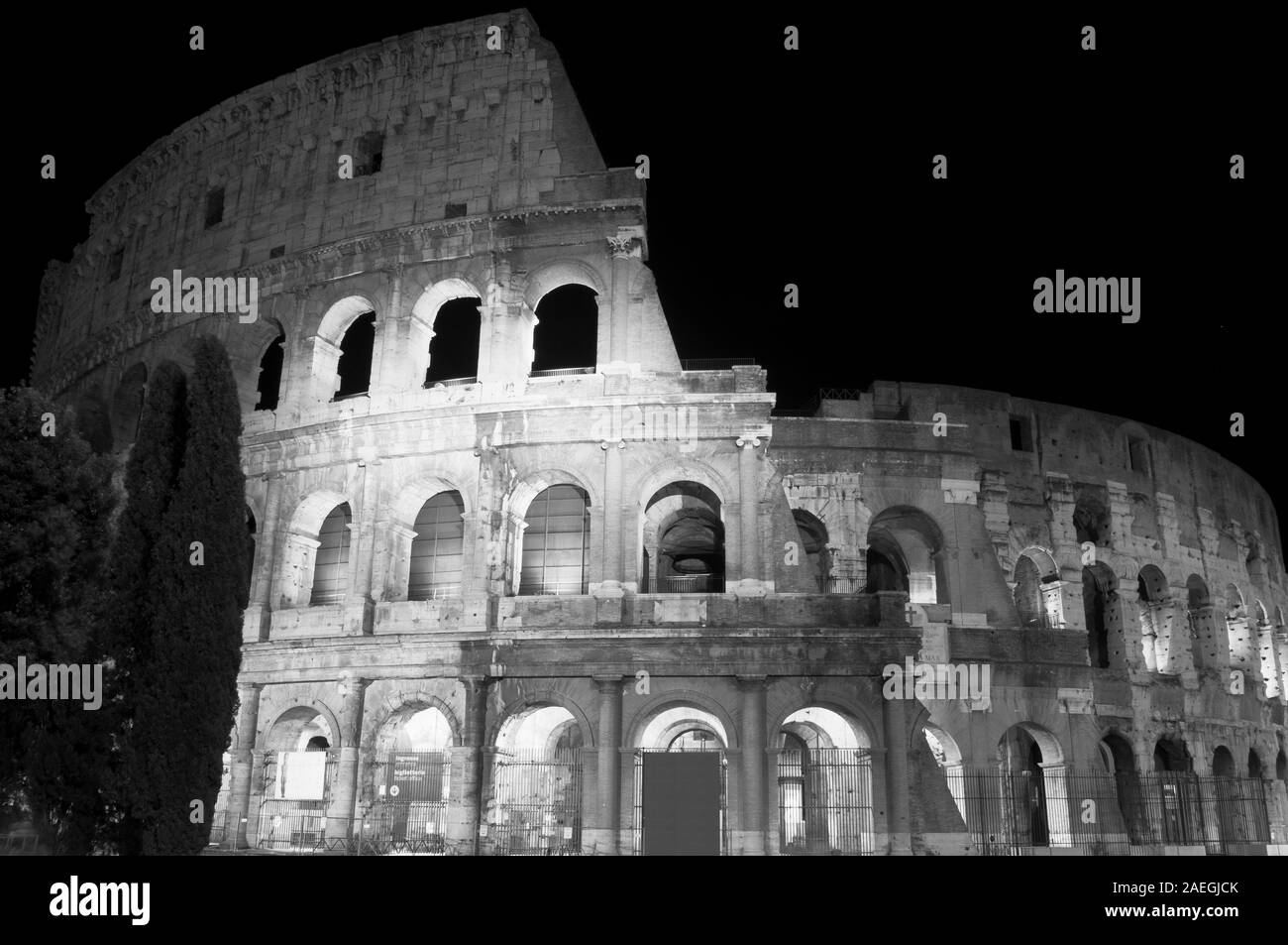 Roman Coliseum at night in Rome, Italy Stock Photo