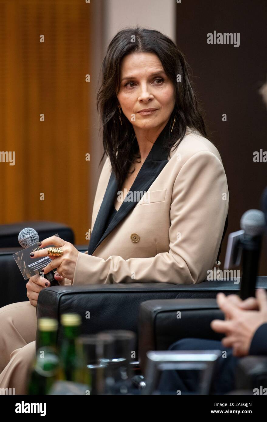 French actress, Juliette Binoche talks about her films at a meet the press session for IFFAM 2019 Stock Photo