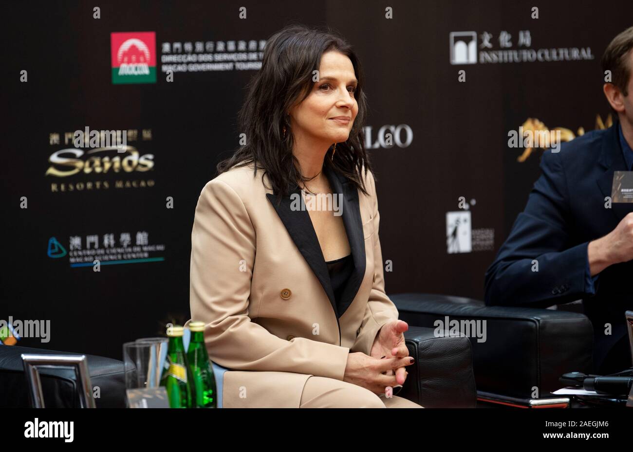 French actress, Juliette Binoche talks about her films at a meet the press session for IFFAM 2019 Stock Photo
