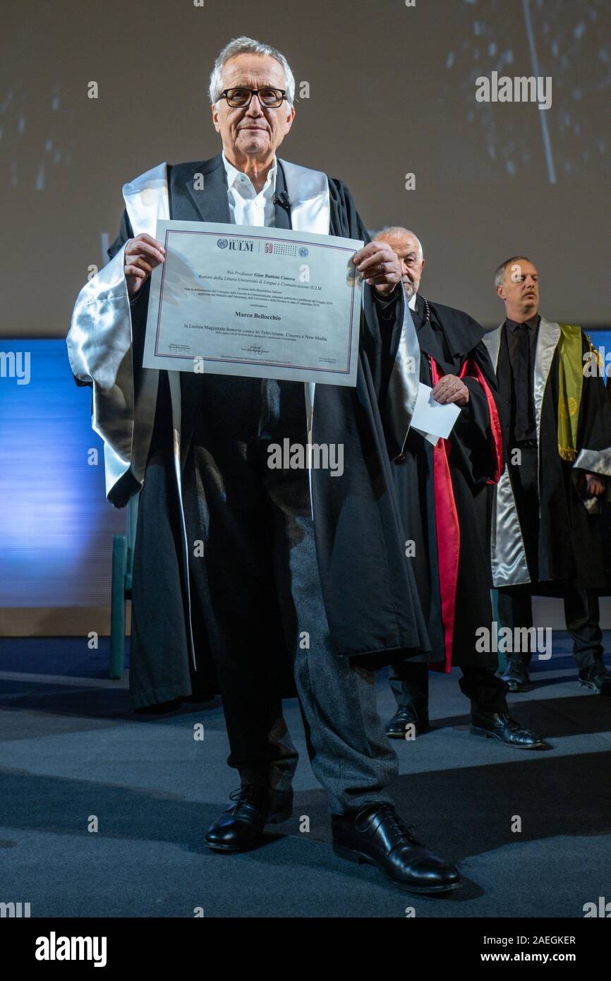 Milan, Italy. 9th Dec 2019. Ceremony of conferring the Master's Degree ad Honorem in Television, Cinema and New Madia to Marco Bellocchio at IULM University, Via Carlo Bo 7 Milan In the picture: Marco Bellocchio Editorial Usage Only Credit: Independent Photo Agency Srl/Alamy Live News Stock Photo