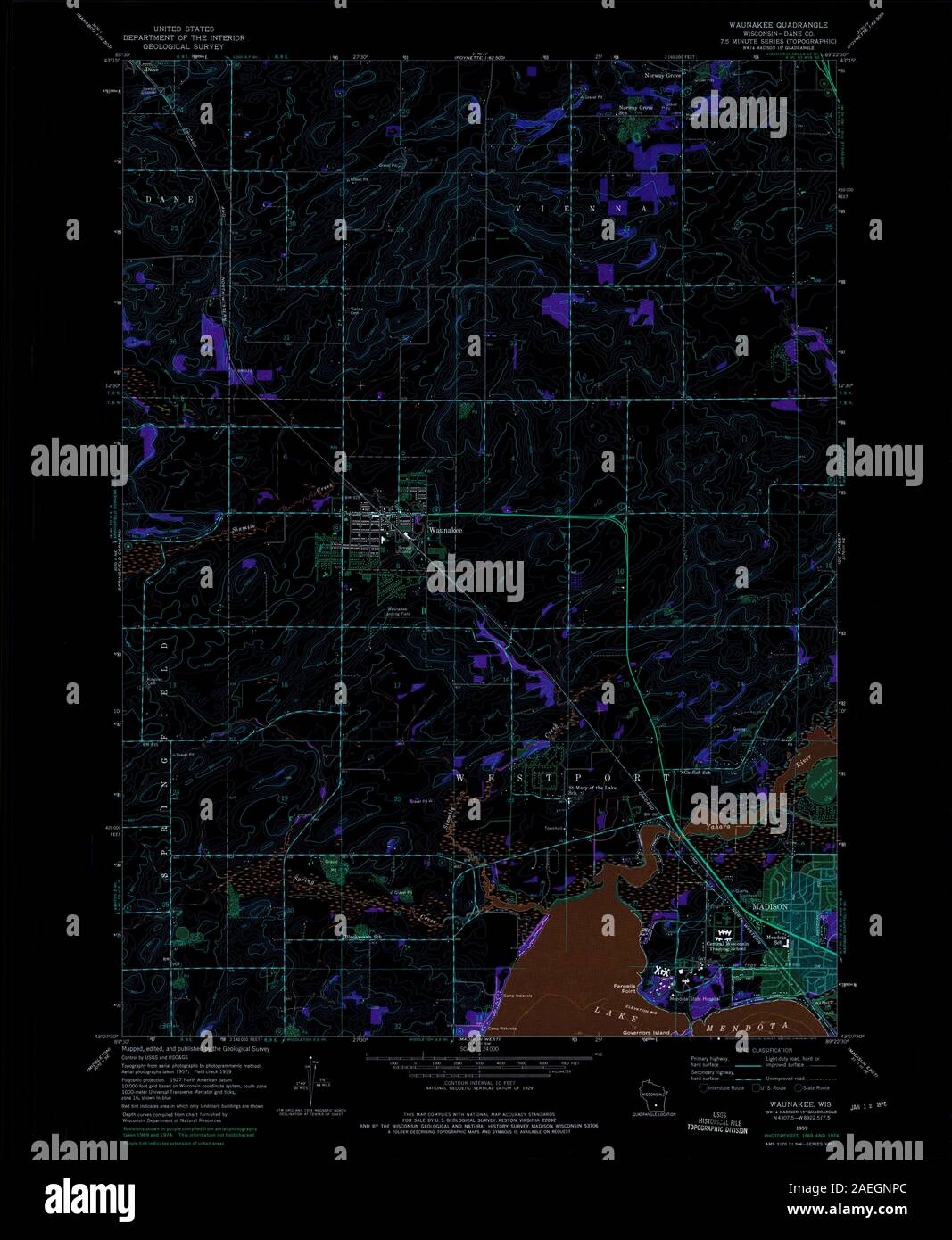 Map of waunakee hi-res stock photography and images - Alamy