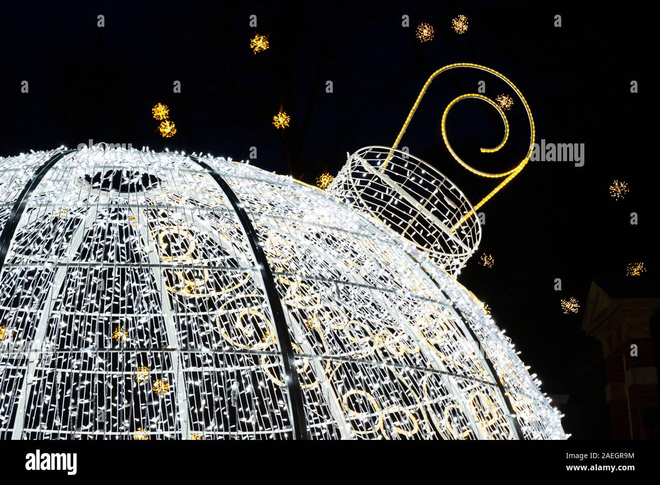 Giant light up Christmas bauble Stock Photo