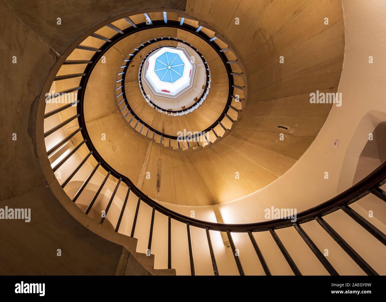 St John's College Cambridge Grade I listed Spiral Staircase in New Court,  built between 1826 and 1831. Architects Thomas Rickman & Henry Hutchinson Stock Photo