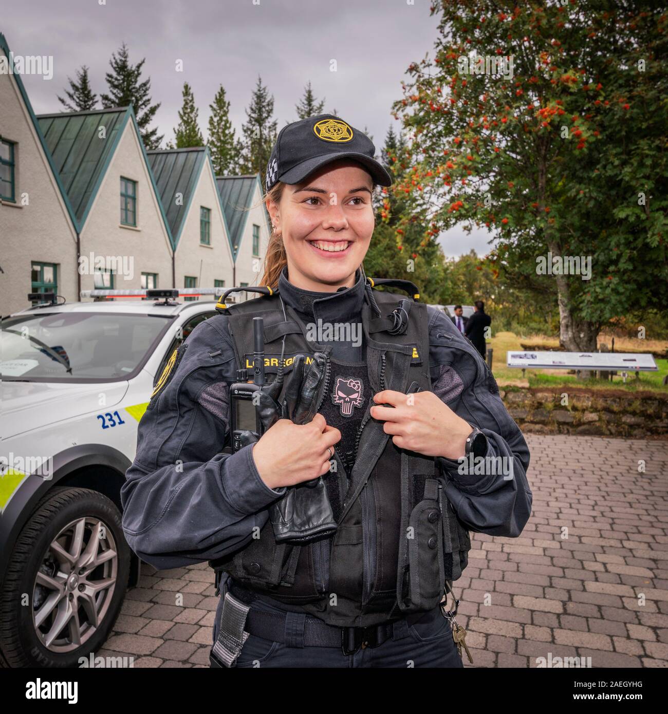 Icelandic Police, Thingvellir National Park, Iceland Stock Photo