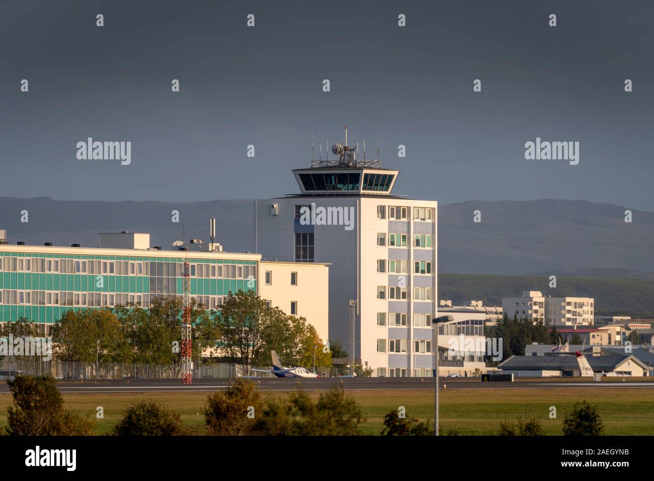 Tower at Reykjavik Domestic Airport, Reykjavik, Iceland Stock Photo