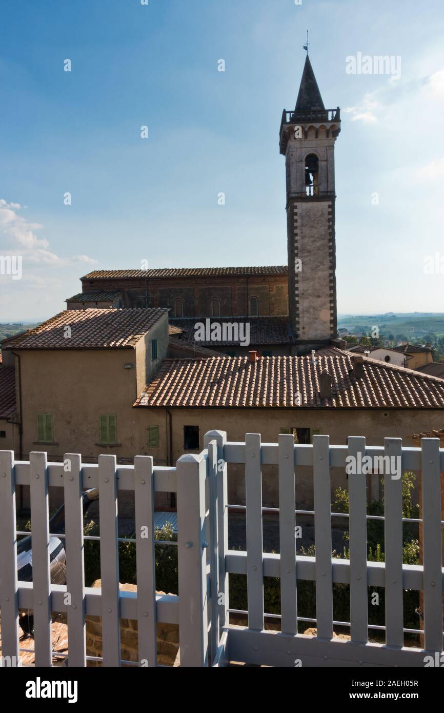Bell tower at Castello dei Conti Guidi in Vinci, Tuscany, Italy Stock Photo