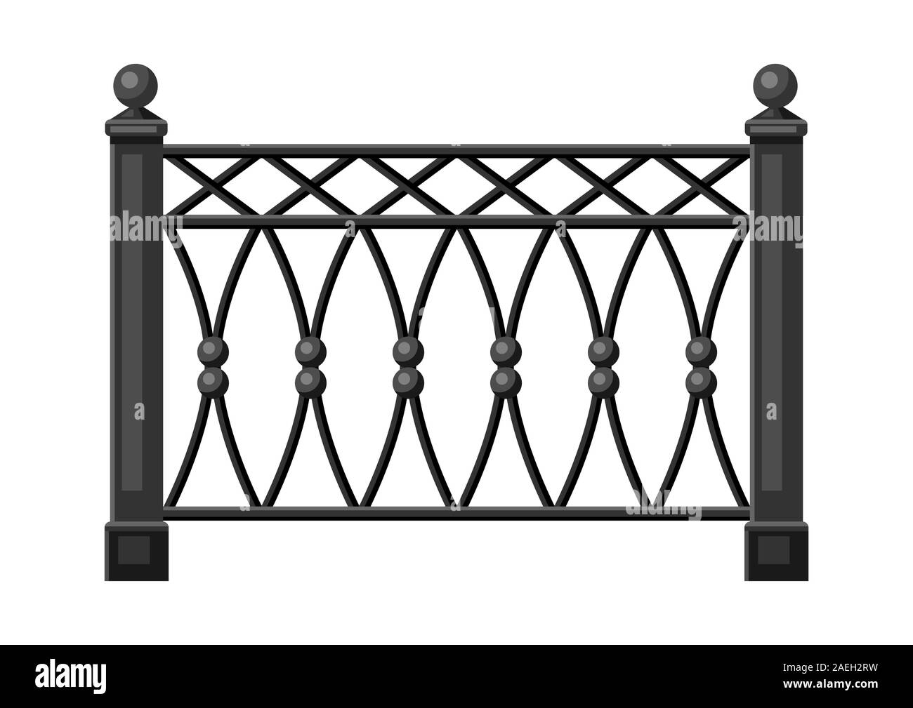 Illustration of metal forged fence. Stock Vector