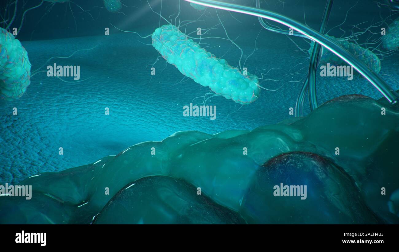 Viruses causing infectious diseases, decreased immunity. Concept of viral disease. Virus abstract background. Cell infect organism. Abstract Stock Photo