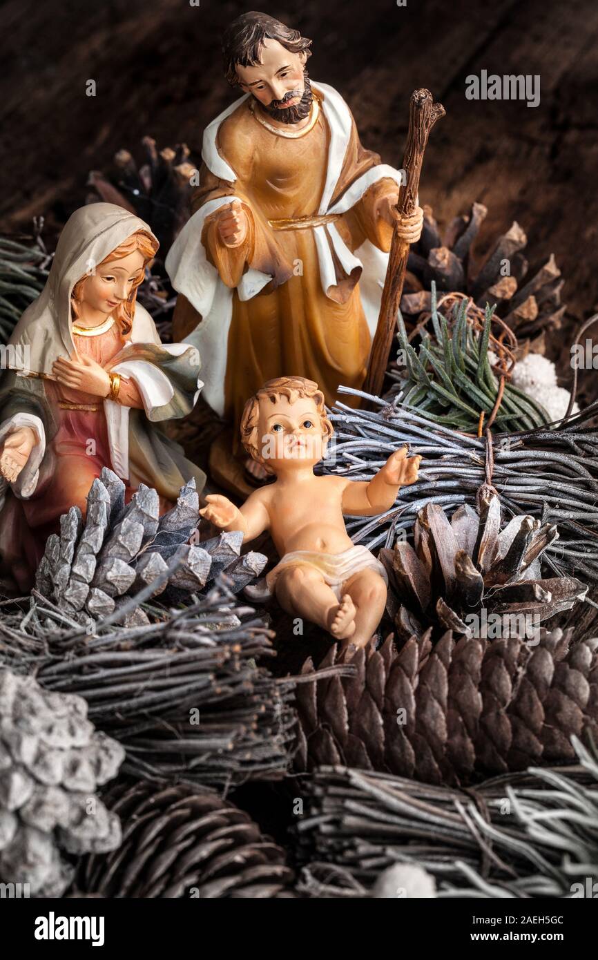 Christmas nativity scene - close up Stock Photo - Alamy