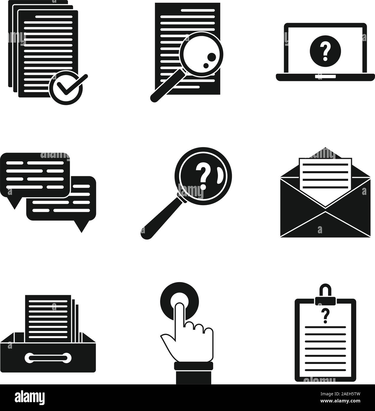 Request form icons set. Simple set of request form vector icons for web ...